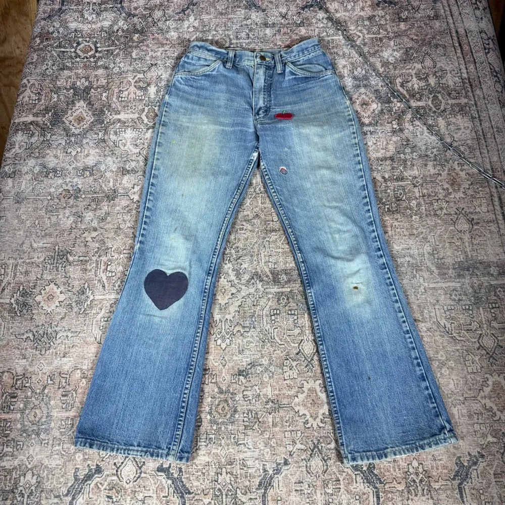 Vintage 1960s Wrangler Bootcut Blue Denim Jeans Size 28x30 Talon Zip Made In USA